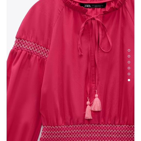 ZARA CONTRASTING ELASTIC DETAIL POPLIN DRESS - Picture 4 of 4